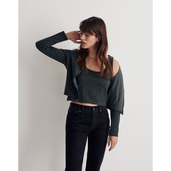 Madewell Size XL Gingham Check Jacquard Cardigan‎ Sweater Jacket - Picture 7 of 7